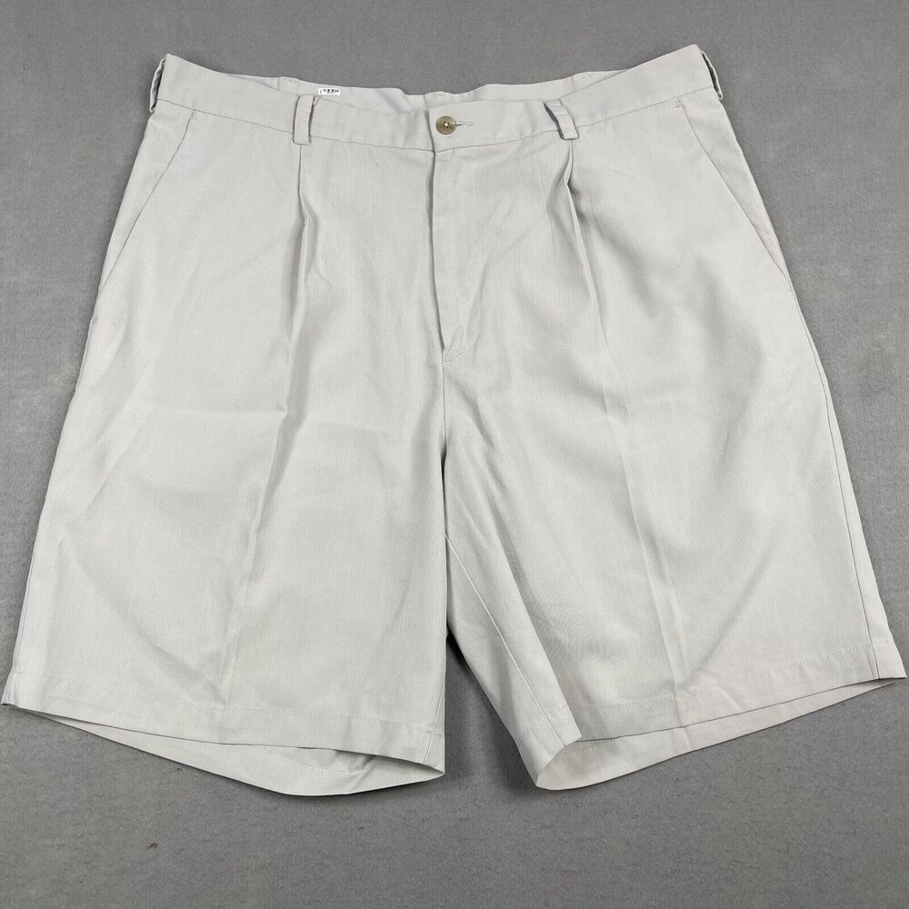 Vintage Nike Team Golf Shorts Mens Size 38 Beige Pleated Preppy Chino